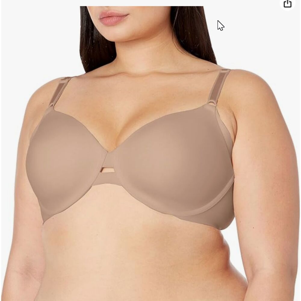 Warners No Side Effects Bra 36D Beige Nude Padded Underwire Full Coverage RB5781